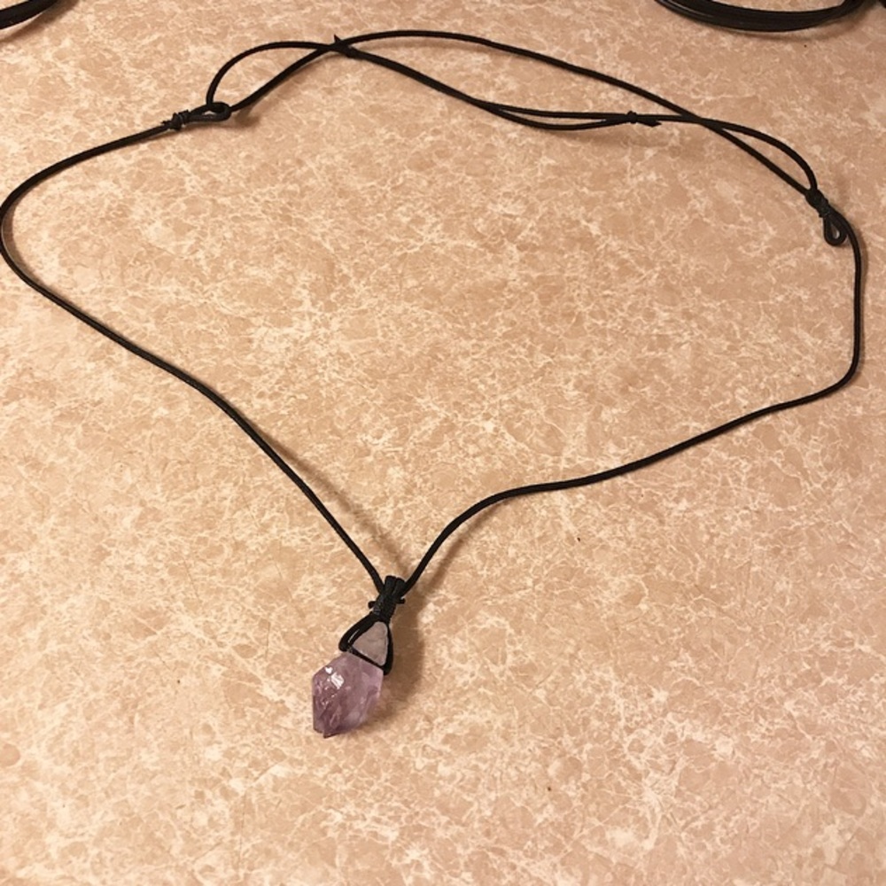 Genuine raw amethyst crystal rock gem necklace - Picture 7 of 8